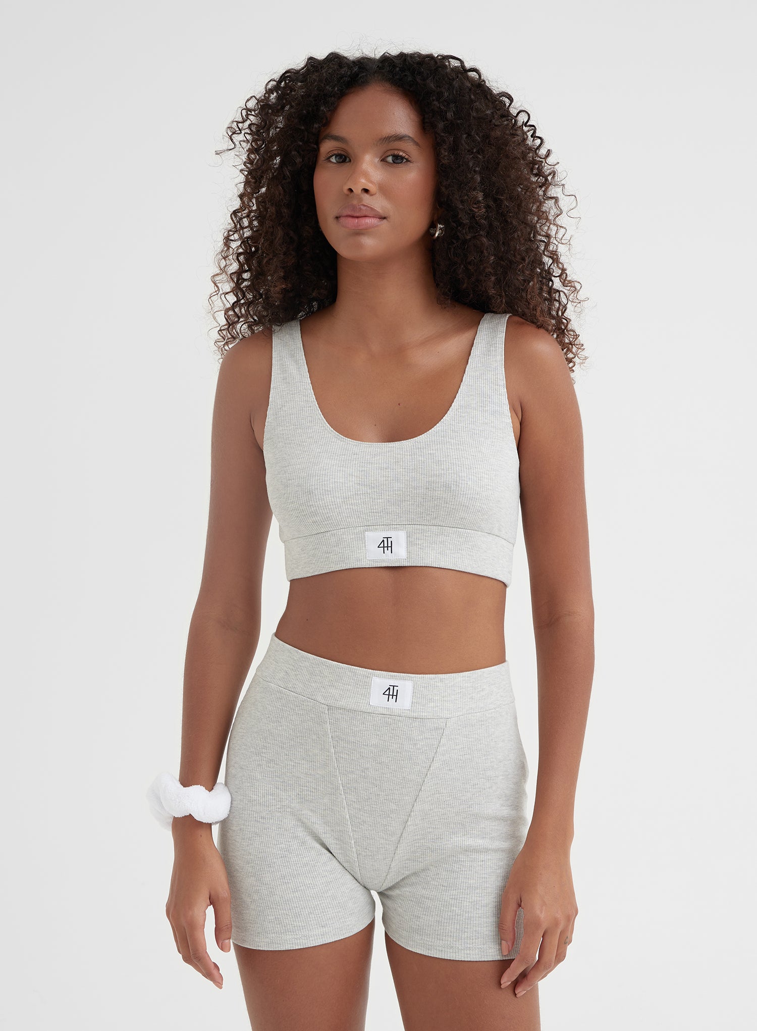 Light Grey Marl Ribbed Bralette